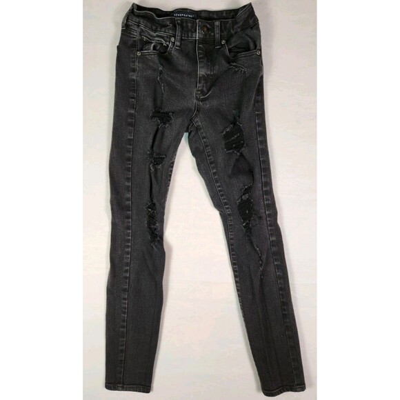 Aeropostale Skinny Jeans Womens Size 0 Black - Picture 2 of 8